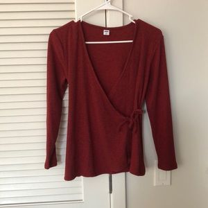 red v neck sweater